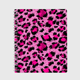 Тетрадь с принтом Розовый леопард в Кировске, 100% бумага | 48 листов, плотность листов — 60 г/м2, плотность картонной обложки — 250 г/м2. Листы скреплены сбоку удобной пружинной спиралью. Уголки страниц и обложки скругленные. Цвет линий — светло-серый
 | гепард | леопард