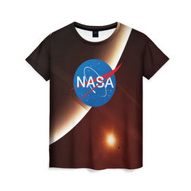 Женская футболка 3D с принтом NASA SPACE в Кировске, 100% полиэфир ( синтетическое хлопкоподобное полотно) | прямой крой, круглый вырез горловины, длина до линии бедер | galaxy | nasa | space | астрономия | известные | космос | наса | планеты | сатурн