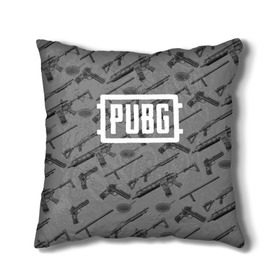 Подушка 3D с принтом PUBG WEAPONS в Кировске, наволочка – 100% полиэстер, наполнитель – холлофайбер (легкий наполнитель, не вызывает аллергию). | состоит из подушки и наволочки. Наволочка на молнии, легко снимается для стирки | playerunknowns battlegrounds | pubg