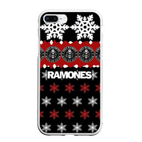 Чехол для iPhone 7Plus/8 Plus матовый с принтом Праздничный Ramones в Кировске, Силикон | Область печати: задняя сторона чехла, без боковых панелей | ramones | группа | джонни | джоуи | ди ди томми | знак | красный | марк | надпись | новогодний | новый год | панк | поп | праздник | раманес | раманэс | рамон | рамонес | рамонэс | рамоун | рамоунз | рамоунс