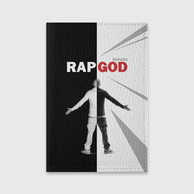 Обложка для паспорта матовая кожа с принтом Rap God Eminem в Кировске, натуральная матовая кожа | размер 19,3 х 13,7 см; прозрачные пластиковые крепления | 