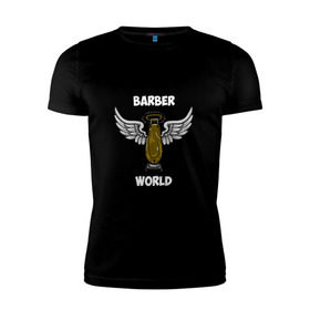 Мужская футболка премиум с принтом Barber world в Кировске, 92% хлопок, 8% лайкра | приталенный силуэт, круглый вырез ворота, длина до линии бедра, короткий рукав | барбер | барбершоп | цирюльник