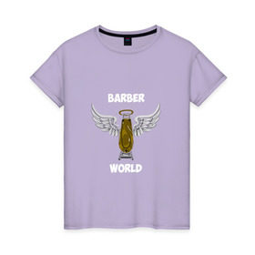 Женская футболка хлопок с принтом Barber world в Кировске, 100% хлопок | прямой крой, круглый вырез горловины, длина до линии бедер, слегка спущенное плечо | барбер | барбершоп | цирюльник