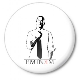 Значок с принтом Eminem в Кировске,  металл | круглая форма, металлическая застежка в виде булавки | actor | american rapper | composer | eminem | music | rap | record producer | актёр | американский | композитор | музыка | музыкальный продюсер | рэп | рэпер