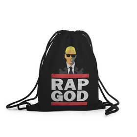 Рюкзак-мешок 3D с принтом Rap God Eminem в Кировске, 100% полиэстер | плотность ткани — 200 г/м2, размер — 35 х 45 см; лямки — толстые шнурки, застежка на шнуровке, без карманов и подкладки | actor | american rapper | composer | eminem | music | rap | rap god | record producer |   | актёр | американский | композитор | музыка | музыкальный продюсер | рэп | рэпер