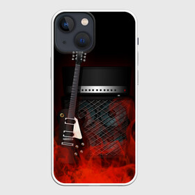 Чехол для iPhone 13 mini с принтом Rock в Кировске,  |  | fire | flame | guitar | metal | music | rock | sound | гитара | метал | металл | музыка | огонь | пламя | рок