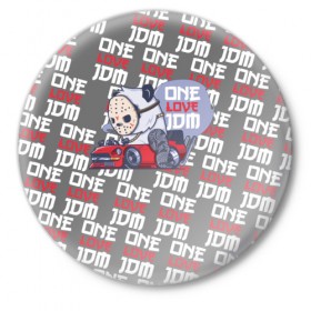Значок с принтом ONE LOVE JDM в Кировске,  металл | круглая форма, металлическая застежка в виде булавки | Тематика изображения на принте: 