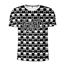 Мужская футболка 3D спортивная с принтом Korn в Кировске, 100% полиэстер с улучшенными характеристиками | приталенный силуэт, круглая горловина, широкие плечи, сужается к линии бедра | 