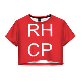 Женская футболка 3D укороченная с принтом RHCP в Кировске, 100% полиэстер | круглая горловина, длина футболки до линии талии, рукава с отворотами | frusciante | red hot chilli peppers | rock | кидис | перцы | рэд хот | фли | фрушчанте | чилли пэпперс | энтони киддис
