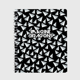 Тетрадь с принтом IMAGINE DRAGONS в Кировске, 100% бумага | 48 листов, плотность листов — 60 г/м2, плотность картонной обложки — 250 г/м2. Листы скреплены сбоку удобной пружинной спиралью. Уголки страниц и обложки скругленные. Цвет линий — светло-серый
 | imagine dragons | бумажный самолетик | драгонс | самолетик