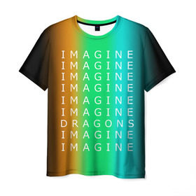 Мужская футболка 3D с принтом IMAGINE DRAGONS в Кировске, 100% полиэфир | прямой крой, круглый вырез горловины, длина до линии бедер | evolve | imagine dragons | new age | вокалист | группа | драгонс | известные | личности | надписи | реп | рок | триколор | фирменные цвета | яркие