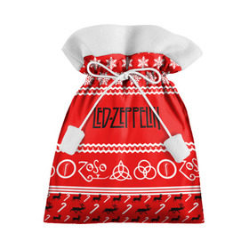 Подарочный 3D мешок с принтом Праздничный Led Zeppelin в Кировске, 100% полиэстер | Размер: 29*39 см | led zeppelin | блюз | группа | джимми пейдж | джон генри бонэм | джон пол джонс | знак | красный | лед зепелен | лед зеппелин | метал | надпись | новогодний | новый год | праздник | роберт плант | рождество