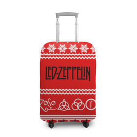 Чехол для чемодана 3D с принтом Праздничный Led Zeppelin в Кировске, 86% полиэфир, 14% спандекс | двустороннее нанесение принта, прорези для ручек и колес | led zeppelin | блюз | группа | джимми пейдж | джон генри бонэм | джон пол джонс | знак | красный | лед зепелен | лед зеппелин | метал | надпись | новогодний | новый год | праздник | роберт плант | рождество