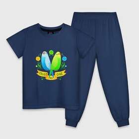 Детская пижама хлопок с принтом Попугаи арт в Кировске, 100% хлопок |  брюки и футболка прямого кроя, без карманов, на брюках мягкая резинка на поясе и по низу штанин
 | волнистый попугай | джунгли | попугай