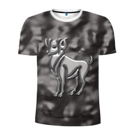 Мужская футболка 3D спортивная с принтом Овен в Кировске, 100% полиэстер с улучшенными характеристиками | приталенный силуэт, круглая горловина, широкие плечи, сужается к линии бедра | звезды | знаки зодиака | космос | овен | созвездие