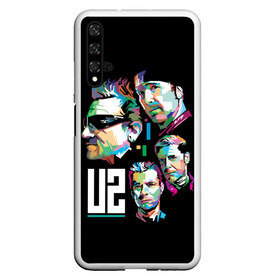 Чехол для Honor 20 с принтом U2 rock - band в Кировске, Силикон | Область печати: задняя сторона чехла, без боковых панелей | Тематика изображения на принте: adam clayton | alternative | band | bono | dance rock | dublin | edge | ireland | larry mullen | music | postpunk | rock | soft rock | u2 | адам клейтон | альтернативный | боно | группа | дублин | дэнс рок | ирландия | ларри маллен | музыка | постпанк | р