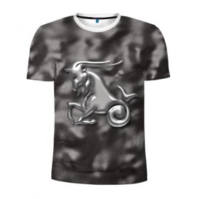 Мужская футболка 3D спортивная с принтом Козерог в Кировске, 100% полиэстер с улучшенными характеристиками | приталенный силуэт, круглая горловина, широкие плечи, сужается к линии бедра | звезды | знаки зодиака | козерог | космос | созвездие