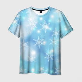 Мужская футболка 3D с принтом Волшебство Нового года в Кировске, 100% полиэфир | прямой крой, круглый вырез горловины, длина до линии бедер | Тематика изображения на принте: елка | зима | мороз | новый год | снег | снежинки