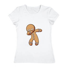 Женская футболка хлопок с принтом Печенька НОВЫЙ ГОД DAB в Кировске, 100% хлопок | прямой крой, круглый вырез горловины, длина до линии бедер, слегка спущенное плечо | 