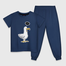 Детская пижама хлопок с принтом чайка в Кировске, 100% хлопок |  брюки и футболка прямого кроя, без карманов, на брюках мягкая резинка на поясе и по низу штанин
 | Тематика изображения на принте: чайка