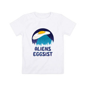 Детская футболка хлопок с принтом НЛО яйца в Кировске, 100% хлопок | круглый вырез горловины, полуприлегающий силуэт, длина до линии бедер | Тематика изображения на принте: инопланетяне | нло | секретные материалы | яйца