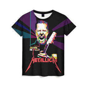 Женская футболка 3D с принтом Metallica James Alan Hatfield в Кировске, 100% полиэфир ( синтетическое хлопкоподобное полотно) | прямой крой, круглый вырез горловины, длина до линии бедер | alan | american | band | hard | hatfield | james | metal | metallica | rock | thrash | алан | американская | джеймс | метал группа | трэш метал | хард рок | хэтфилд