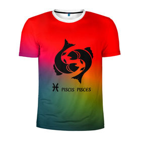 Мужская футболка 3D спортивная с принтом Рыбы (Pisces) в Кировске, 100% полиэстер с улучшенными характеристиками | приталенный силуэт, круглая горловина, широкие плечи, сужается к линии бедра | pisces | звезды | знаки зодиака | космос | рыбы | созвездие