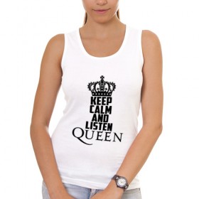 Женская майка хлопок с принтом Keep calm and listen Queen в Кировске, 95% хлопок, 5% эластан |  | Тематика изображения на принте: paul rodgers | queen | quen | брайан мэй | глэм | группа | джон дикон | квин | королева | куин | меркури | меркьюри | мэркури | поп | роджер тейлор | рок | фредди | фреди | хард | хардрок