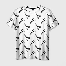 Мужская футболка 3D с принтом Ножницы в Кировске, 100% полиэфир | прямой крой, круглый вырез горловины, длина до линии бедер | барбер | борода | ножницы | стрижка | усы