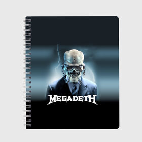 Тетрадь с принтом Megadeth в Кировске, 100% бумага | 48 листов, плотность листов — 60 г/м2, плотность картонной обложки — 250 г/м2. Листы скреплены сбоку удобной пружинной спиралью. Уголки страниц и обложки скругленные. Цвет линий — светло-серый
 | megadeth |   megadet | группа | дирк вербурен | дэвид эллефсон | дэйв мастейн | кико лоурейро | мегадет | мегадетх | метал | рок | трэш | трэшметал | тяжелый | хард | хардрок | хеви | хевиметал