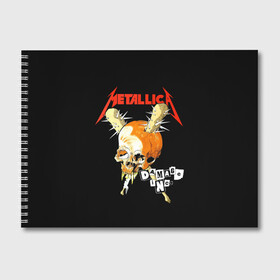 Альбом для рисования с принтом Metallica в Кировске, 100% бумага
 | матовая бумага, плотность 200 мг. | american | band | cliff burton | dave mustaine | hard | james hatfield | jason newsted | kirk hammett | lars ulrich | metal | metallica | robert trujillo | rock | ron mcgowney | thrash | американская | джеймс хэтфилд | ларс ул | метал группа | трэш метал 