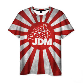 Мужская футболка 3D с принтом JDM в Кировске, 100% полиэфир | прямой крой, круглый вырез горловины, длина до линии бедер | car | domo | drift | japan | jdm | kun | race | street | авто | автомобиль | гонки | дрифт | король | машина | флаг | япония