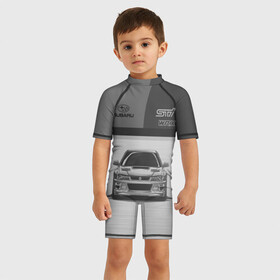 Детский купальный костюм 3D с принтом Subaru в Кировске, Полиэстер 85%, Спандекс 15% | застежка на молнии на спине | car | impreza | jdm | race | sti | subaru | wrx | авто | гонки | импреза | машина | субару