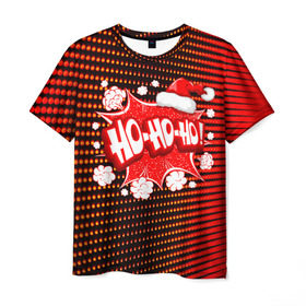 Мужская футболка 3D с принтом Ho-Ho-Ho в Кировске, 100% полиэфир | прямой крой, круглый вырез горловины, длина до линии бедер | christmas | happy | new year | pattern | pop art | новый год | поп арт | праздник | рождество