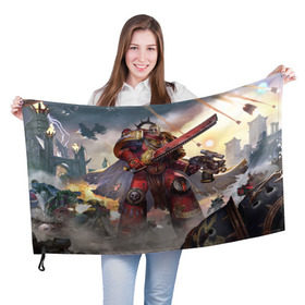 Флаг 3D с принтом Warhammer 40000 в Кировске, 100% полиэстер | плотность ткани — 95 г/м2, размер — 67 х 109 см. Принт наносится с одной стороны | crusade | eternal | броня | воины | воители | доспехи | игры | фантастика | фэнтези