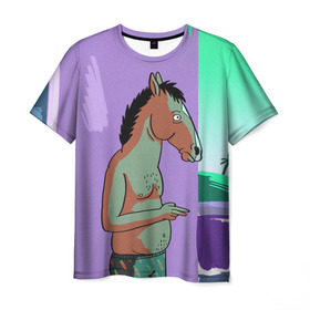Мужская футболка 3D с принтом BoJack в Кировске, 100% полиэфир | прямой крой, круглый вырез горловины, длина до линии бедер | bojack horseman | конь боджек | лошадь боджек