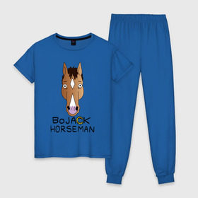 Женская пижама хлопок с принтом BoJack Horseman в Кировске, 100% хлопок | брюки и футболка прямого кроя, без карманов, на брюках мягкая резинка на поясе и по низу штанин | 