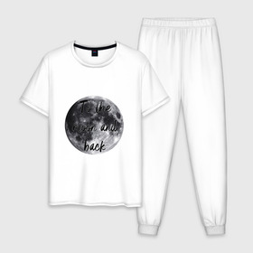 Мужская пижама хлопок с принтом To the moon and back в Кировске, 100% хлопок | брюки и футболка прямого кроя, без карманов, на брюках мягкая резинка на поясе и по низу штанин
 | 