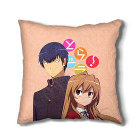 Подушка 3D с принтом ToraDora в Кировске, наволочка – 100% полиэстер, наполнитель – холлофайбер (легкий наполнитель, не вызывает аллергию). | состоит из подушки и наволочки. Наволочка на молнии, легко снимается для стирки | aisaka | taiga | toradora | торадора