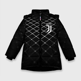 Зимняя куртка для девочек 3D с принтом Juventus 2018 Line в Кировске, ткань верха — 100% полиэстер; подклад — 100% полиэстер, утеплитель — 100% полиэстер. | длина ниже бедра, удлиненная спинка, воротник стойка и отстегивающийся капюшон. Есть боковые карманы с листочкой на кнопках, утяжки по низу изделия и внутренний карман на молнии. 

Предусмотрены светоотражающий принт на спинке, радужный светоотражающий элемент на пуллере молнии и на резинке для утяжки. | fc | juventus | спорт | спортивные | фк | футбол | футбольный клуб | ювентус