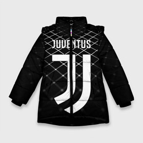 Зимняя куртка для девочек 3D с принтом JUVENTUS STRIPES STYLE в Кировске, ткань верха — 100% полиэстер; подклад — 100% полиэстер, утеплитель — 100% полиэстер. | длина ниже бедра, удлиненная спинка, воротник стойка и отстегивающийся капюшон. Есть боковые карманы с листочкой на кнопках, утяжки по низу изделия и внутренний карман на молнии. 

Предусмотрены светоотражающий принт на спинке, радужный светоотражающий элемент на пуллере молнии и на резинке для утяжки. | Тематика изображения на принте: fc | juventus | спорт | спортивные | фк | футбол | ювентус