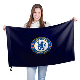 Флаг 3D с принтом Chelsea 2018 Uniform в Кировске, 100% полиэстер | плотность ткани — 95 г/м2, размер — 67 х 109 см. Принт наносится с одной стороны | 