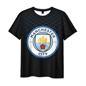 Мужская футболка 3D с принтом Manchester city 2018 Line в Кировске, 100% полиэфир | прямой крой, круглый вырез горловины, длина до линии бедер | 