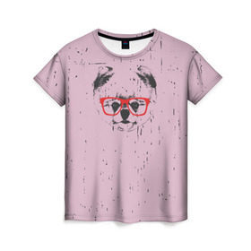 Женская футболка 3D с принтом Немецкий шпиц в очках в Кировске, 100% полиэфир ( синтетическое хлопкоподобное полотно) | прямой крой, круглый вырез горловины, длина до линии бедер | домашние животные | пес | собака