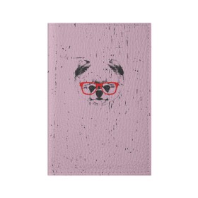 Обложка для паспорта матовая кожа с принтом Немецкий шпиц в очках в Кировске, натуральная матовая кожа | размер 19,3 х 13,7 см; прозрачные пластиковые крепления | домашние животные | пес | собака