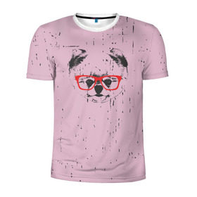 Мужская футболка 3D спортивная с принтом Немецкий шпиц в очках в Кировске, 100% полиэстер с улучшенными характеристиками | приталенный силуэт, круглая горловина, широкие плечи, сужается к линии бедра | Тематика изображения на принте: домашние животные | пес | собака