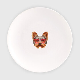 Тарелка с принтом Йоркширский терьер  в очках сердечках в Кировске, фарфор | диаметр - 210 мм
диаметр для нанесения принта - 120 мм | домашние животные | пес | собака | терьер