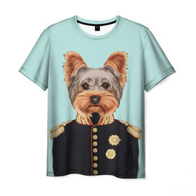 Мужская футболка 3D с принтом Йоркширский терьер в форме в Кировске, 100% полиэфир | прямой крой, круглый вырез горловины, длина до линии бедер | домашние животные | пес | собака | терьер