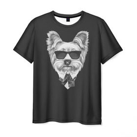 Мужская футболка 3D с принтом Йоркширский терьер_13 в Кировске, 100% полиэфир | прямой крой, круглый вырез горловины, длина до линии бедер | домашние животные | пес | собака | терьер