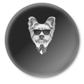 Значок с принтом Йоркширский терьер_13 в Кировске,  металл | круглая форма, металлическая застежка в виде булавки | домашние животные | пес | собака | терьер
